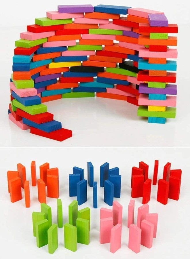 PULSBERY Wooden Dominoes Building Blocks Game Set for 3-8 Years Old Kids Boys & Girls,Random Color (Pack of 600 PCS) - Image 3